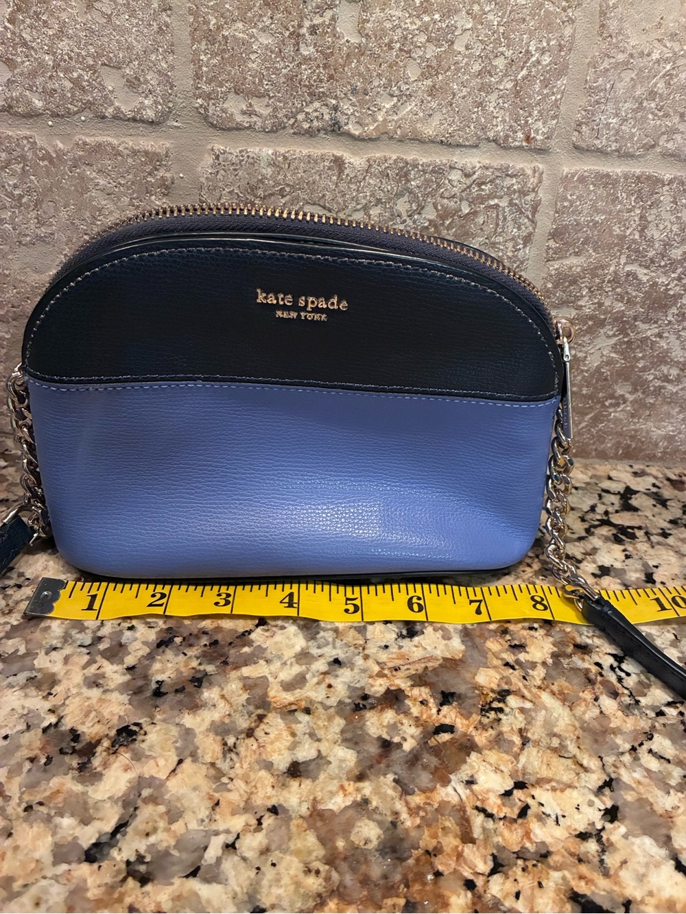 kate spade Sylvia Small Two-Tone Blue Dome Crossbody with Gold Chain - Picture 4 of 7